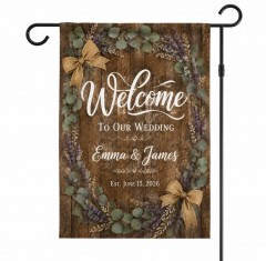 Welcome to Our Wedding Garden Flag, Custom Names & Date, Rustic Wedding Decor | Trinmama