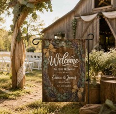 Welcome to Our Wedding Garden Flag, Custom Names & Date, Rustic Wedding Decor | Trinmama image 2