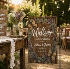 Welcome to Our Wedding Garden Flag, Custom Names & Date, Rustic Wedding Decor | Trinmama image 3