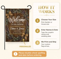 Welcome to Our Wedding Garden Flag, Custom Names & Date, Rustic Wedding Decor | Trinmama image 5