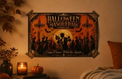 Halloween Masquerade Vintage Poster, Art Deco Halloween Wall Art, Retro Dance Party Print | Trinmama image 2