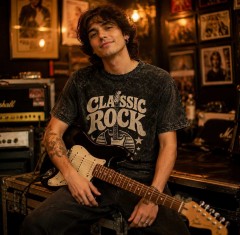 Classic Rock Vintage Washed T-Shirt, Retro Guitar Graphic, Music Lover Gift | Trinmama image 3
