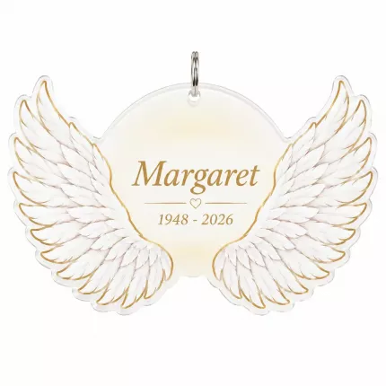 Angel Wings Memorial Ornament, Personalized Custom Acrylic Keepsake, In Loving Memory Sympathy Gift