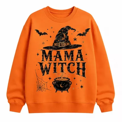 Mama Witch Halloween Sweatshirt, Funny Witch Mom Hoodie, Vintage Spooky Print image 2