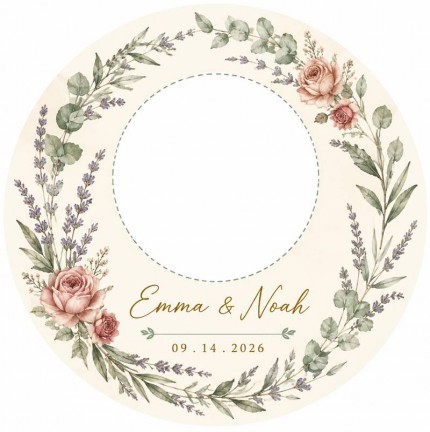Personalized Wedding Photo Ornament, Custom Couple Names and Wedding Date Acrylic Keepsake, Eucalyptus Rose Wreath Christmas Ornament, Newlywed Wedding Gift image 4