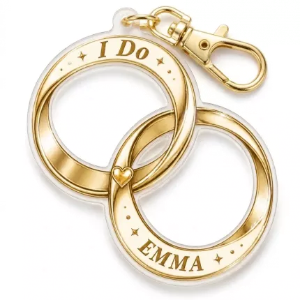 I Do Crew Keychain, Personalized Interlocking Rings Acrylic Keychain, Custom Bridal Party Gift