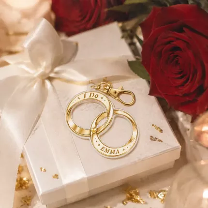I Do Crew Keychain, Personalized Interlocking Rings Acrylic Keychain, Custom Bridal Party Gift image 3