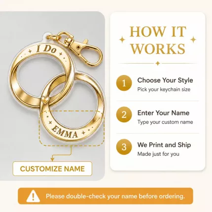 I Do Crew Keychain, Personalized Interlocking Rings Acrylic Keychain, Custom Bridal Party Gift image 5