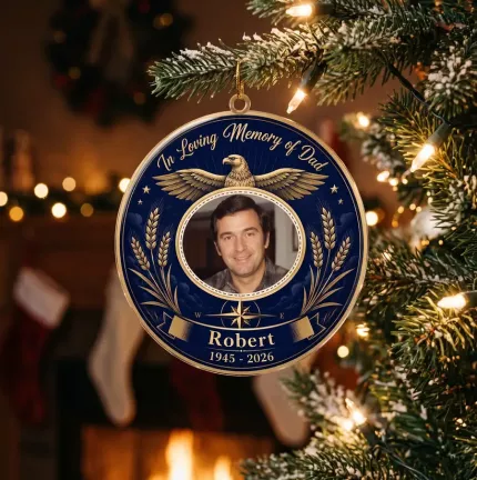 Personalized In Memory of Dad Ornament, Custom Photo Memorial Keepsake, Sympathy Gift image 2