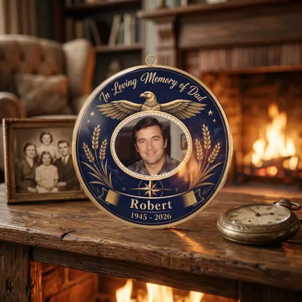 Personalized In Memory of Dad Ornament, Custom Photo Memorial Keepsake, Sympathy Gift image 3