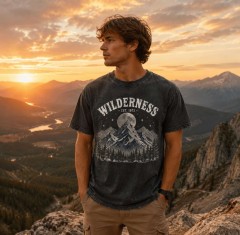 Wilderness Vintage Washed T-Shirt, Retro Mountain Graphic, Outdoor Adventure Gift | Trinmama image 2