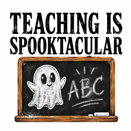 Teaching Is Spooktacular Halloween Sweatshirt, Funny Teacher Hoodie, Retro Chalkboard Print | Trinmama image 5
