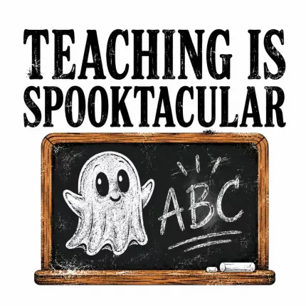 Teaching Is Spooktacular Halloween T-Shirt, Funny Teacher Costume Tee, Retro Chalkboard Print | Trinmama image 4