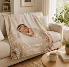 Personalized Baby Photo Blanket — Custom Fleece Throw with Name & Birth Date | Trinmama image 3