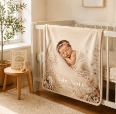 Personalized Baby Photo Blanket — Custom Fleece Throw with Name & Birth Date | Trinmama image 2
