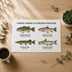 North American Freshwater Fish Poster, Educational Wall Art, Nature Decor Gift | Trinmama image 3
