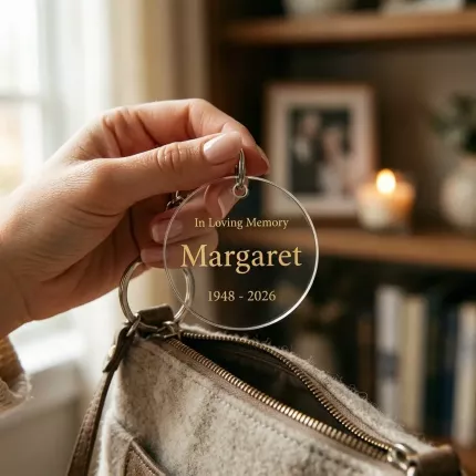 In Loving Memory Keychain, Personalized Custom Name Acrylic Keychain, Sympathy Memorial Keepsake Gift image 2