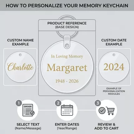 In Loving Memory Keychain, Personalized Custom Name Acrylic Keychain, Sympathy Memorial Keepsake Gift image 5