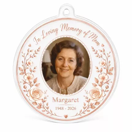 Personalized In Memory of Mom Ornament, Custom Photo Memorial Keepsake, Sympathy Gift