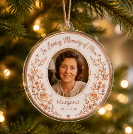 Personalized In Memory of Mom Ornament, Custom Photo Memorial Keepsake, Sympathy Gift image 2