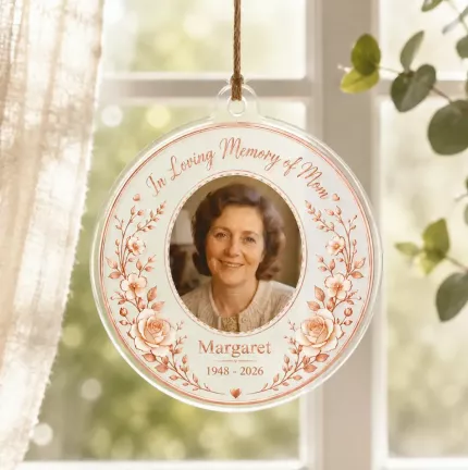 Personalized In Memory of Mom Ornament, Custom Photo Memorial Keepsake, Sympathy Gift image 3