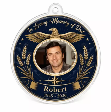 Personalized In Memory of Dad Ornament, Custom Photo Memorial Keepsake, Sympathy Gift