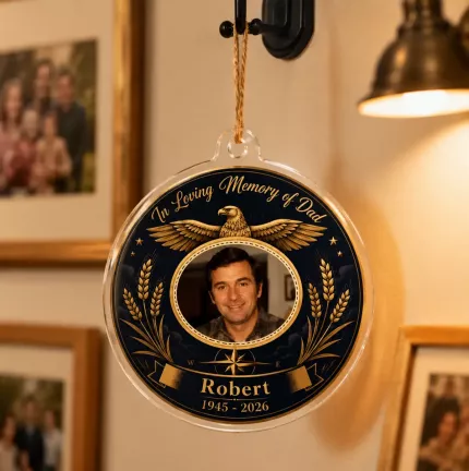 Personalized In Memory of Dad Ornament, Custom Photo Memorial Keepsake, Sympathy Gift image 3