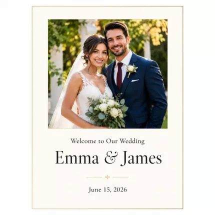 Photo Welcome Wedding Wall Art Print - Custom Couple Photo Poster, Personalized Names & Date