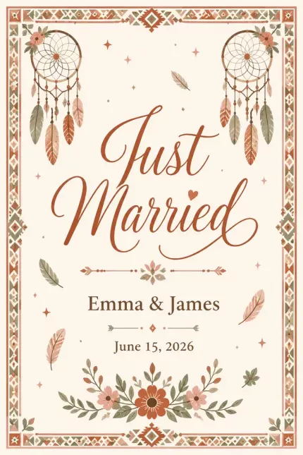 Just Married Names & Date Boho Garden Flag image 4