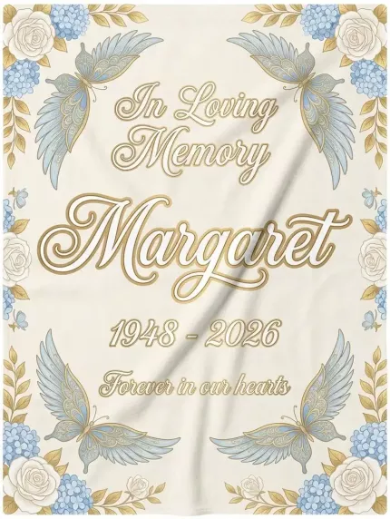 In Loving Memory Blanket, Personalized Custom Name Memorial Fleece Throw, Sympathy Keepsake Gift