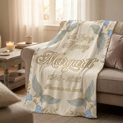 In Loving Memory Blanket, Personalized Custom Name Memorial Fleece Throw, Sympathy Keepsake Gift image 2