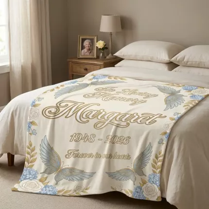 In Loving Memory Blanket, Personalized Custom Name Memorial Fleece Throw, Sympathy Keepsake Gift image 3
