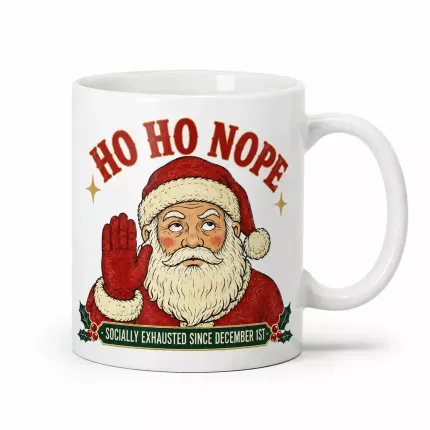 Ho Ho Nope Christmas Mug, Funny Introvert Holiday Coffee Mug, Sarcastic Christmas Gift | Trinmama image 1