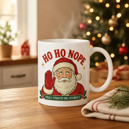 Ho Ho Nope Christmas Mug, Funny Introvert Holiday Coffee Mug, Sarcastic Christmas Gift | Trinmama image 2