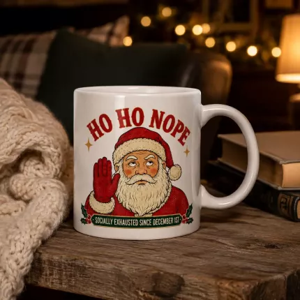 Ho Ho Nope Christmas Mug, Funny Introvert Holiday Coffee Mug, Sarcastic Christmas Gift | Trinmama image 3