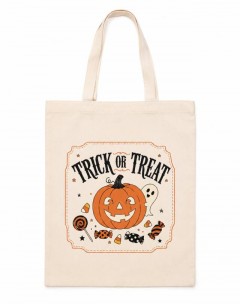 Trick or Treat Halloween Tote Bag, Vintage Retro Candy Bag Design, Reusable Cotton Canvas Shopping Bag | Trinmama