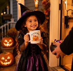 Trick or Treat Yourself Halloween Coffee Mug, Pumpkin Candy Ceramic, Spooky Season Gift | Trinmama image 3