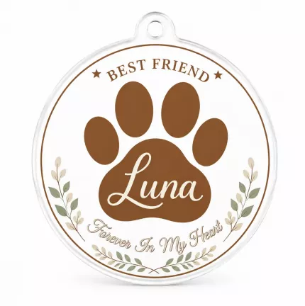 Personalized Pet Memorial Ornament, Custom Pet Name Keepsake, Paw Print Sympathy Gift for Dog Cat Loss