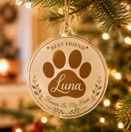 Personalized Pet Memorial Ornament, Custom Pet Name Keepsake, Paw Print Sympathy Gift for Dog Cat Loss image 2