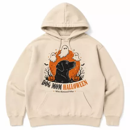 Dog Mom Halloween Sweatshirt, Funny Dog Lover Hoodie, Retro Ghost Print | Trinmama image 1
