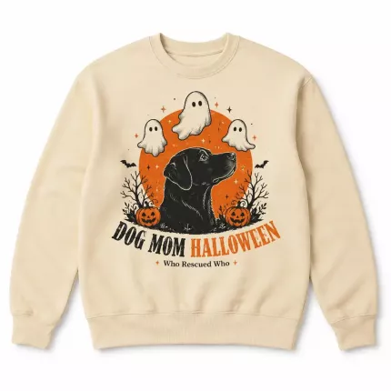 Dog Mom Halloween Sweatshirt, Funny Dog Lover Hoodie, Retro Ghost Print | Trinmama image 2