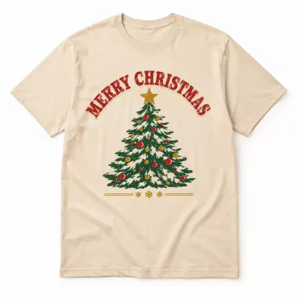 Retro Merry Christmas T-Shirt, Vintage Christmas Tree Tee, Distressed Holiday Shirt, Christmas Family Gift