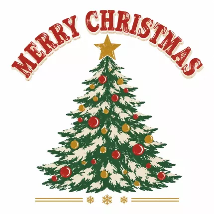 Retro Merry Christmas T-Shirt, Vintage Christmas Tree Tee, Distressed Holiday Shirt, Christmas Family Gift image 4