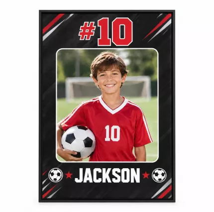 Personalized Sports Picture Frame, Custom Little Athlete Photo Name Number Canvas Print, Youth Sports Keepsake Gift