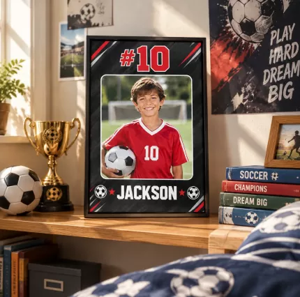 Personalized Sports Picture Frame, Custom Little Athlete Photo Name Number Canvas Print, Youth Sports Keepsake Gift image 3