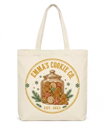 Personalized Cookie Exchange Tote Bag, Custom Name Retro Christmas Cookie Co. Canvas Bag, Baker Gift | Trinmama