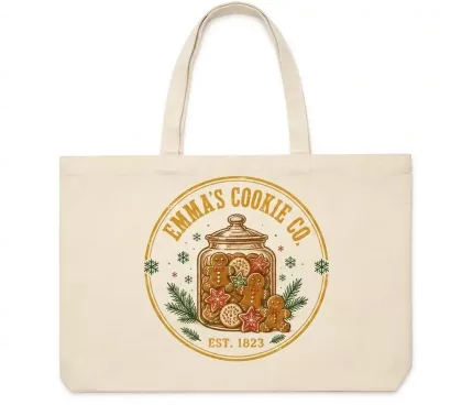 Personalized Cookie Exchange Tote Bag, Custom Name Retro Christmas Cookie Co. Canvas Bag, Baker Gift | Trinmama image 2