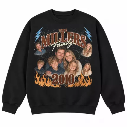 Custom Family Bootleg Sweatshirt with Your Photos, Personalized Hoodie with Family Name and Year, 90s Rap Tee Style Family Photo Collage Sweatshirt | Trinmama image 1