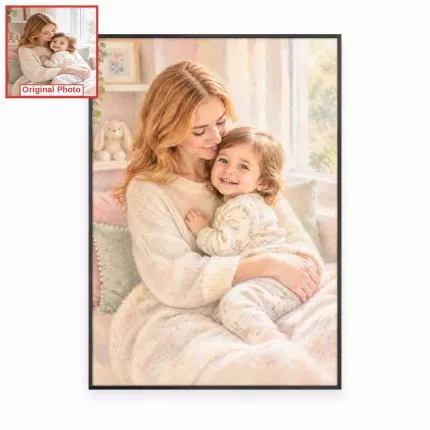 Custom Soft Pastel Picture Frame, Personalized Photo to Pastel Chalk Portrait Canvas Print, Romantic Pastel Drawing Wall Art Gift | Trinmama