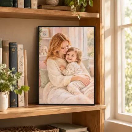 Custom Soft Pastel Picture Frame, Personalized Photo to Pastel Chalk Portrait Canvas Print, Romantic Pastel Drawing Wall Art Gift | Trinmama image 3